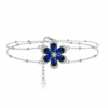 Sapphire Flower Adjustable Bracelet 925 Sterling Silver With Cubic Zirconia