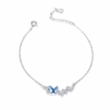 Swarovski Crystal Charm Butterfly Bracelet 925 Sterling Silver With Cubic Zirconia