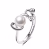 Letter Love Pearl Ring 925 Sterling Silver With Cubic Zirconia