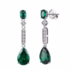 Emerald Green Cubic Zirconia Teardrop Dangle Earrings 925 Sterling Silver