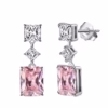 Pink Cubic Zirconia Dangle Drop Earrings 925 Sterling Silver